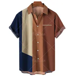 Camiseta hawaiana de manga corta para hombre, ropa de calle, blusa estampada, talla grande