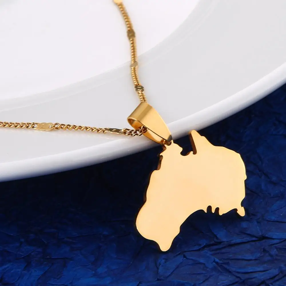 Stainless Steel The Commonwealth of Australia Map Pendant Necklaces AUS Map Chain Jewelry