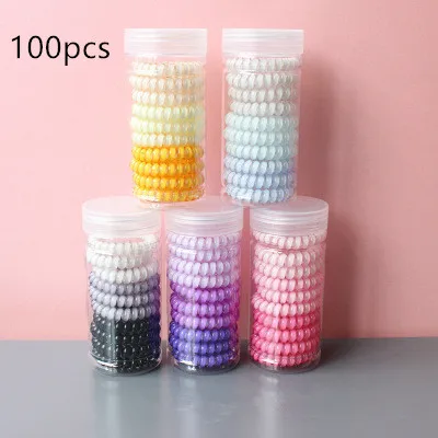 100pcs/lot Korean Lady Color Gradual Change Telephone Line Telephone Wire Line Headband Elastic Hairban Hair Braiders