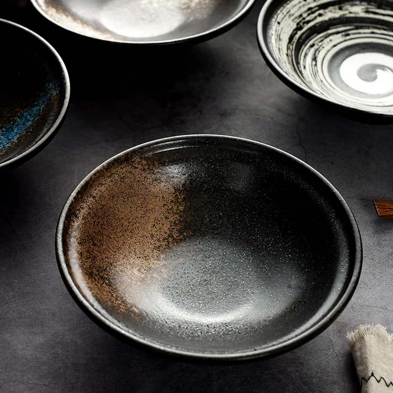 LingAo-Japanese under Glaze Color Ceramic Bowl, Cold Noodles, shallow, natto, Bowl, Tableware