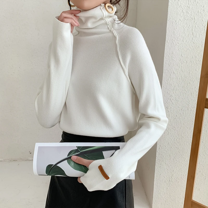 BGTEEVER Autumn Winter Turtleneck Women Sweater Elegant Slim Female Knitted Pullovers Casual Stretched Sweater jumpers femme