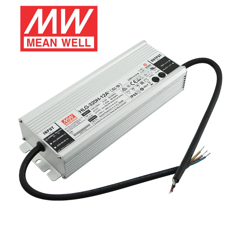 MEAN WELL HLG-320-12A/B 320W Constant Power LED Driver Meanwell Switching Power Supply 7 Years Guarantee