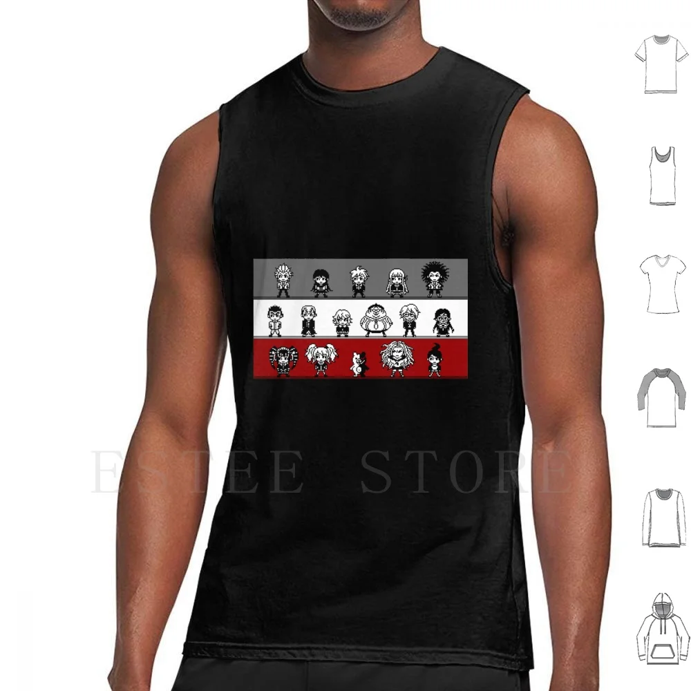 Dangan Ronpa Pixel Art Tank Tops Vest Dangan Ronpa Pixel Art Byakuya Makoto Nagito Hajime Monokuma Junko Toko Kyouko