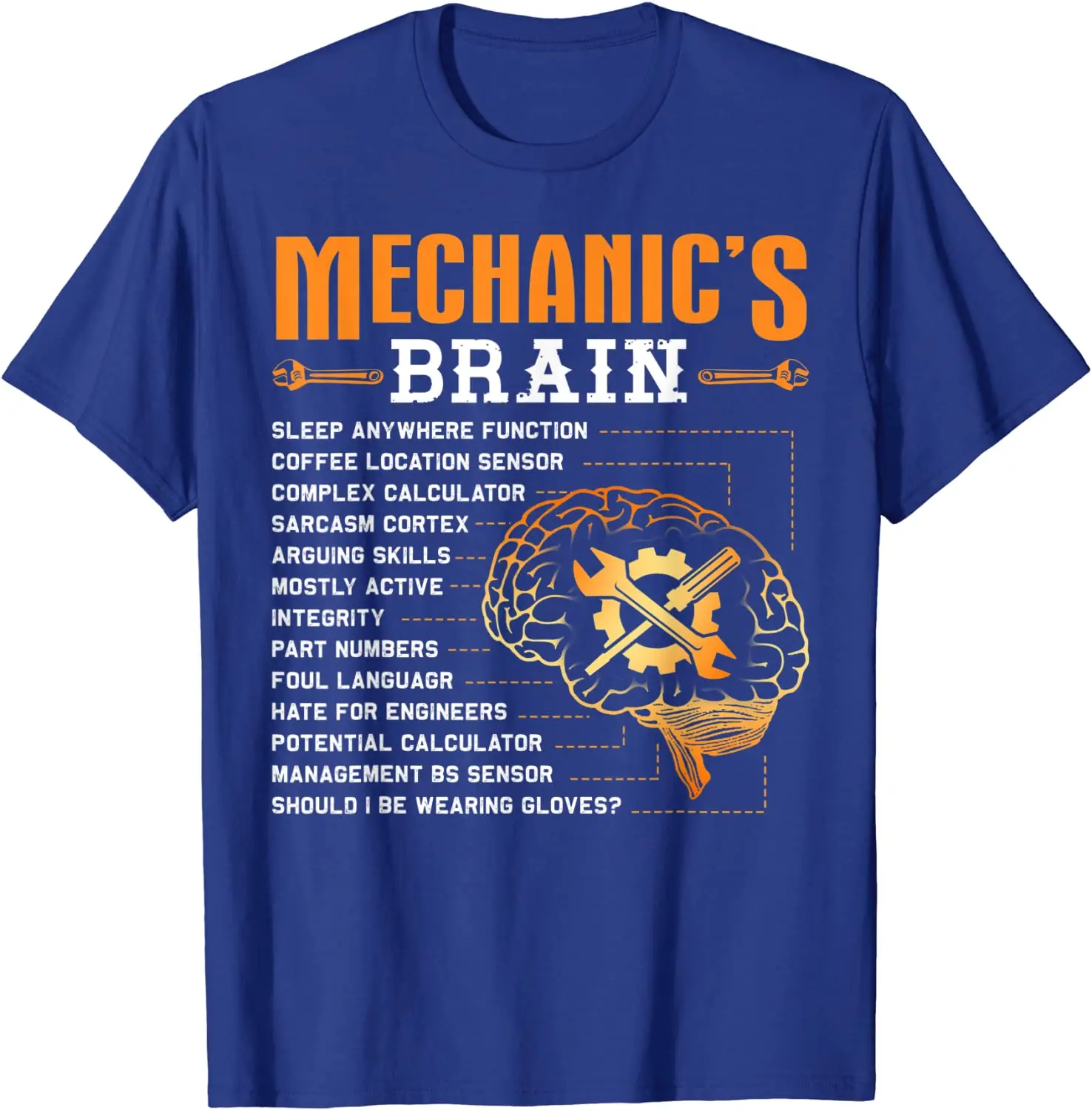 Funny Mechanic Gifts - Mechanic\'s Brain T-Shirt T Shirt Special Funny Cotton Male T Shirts Casual