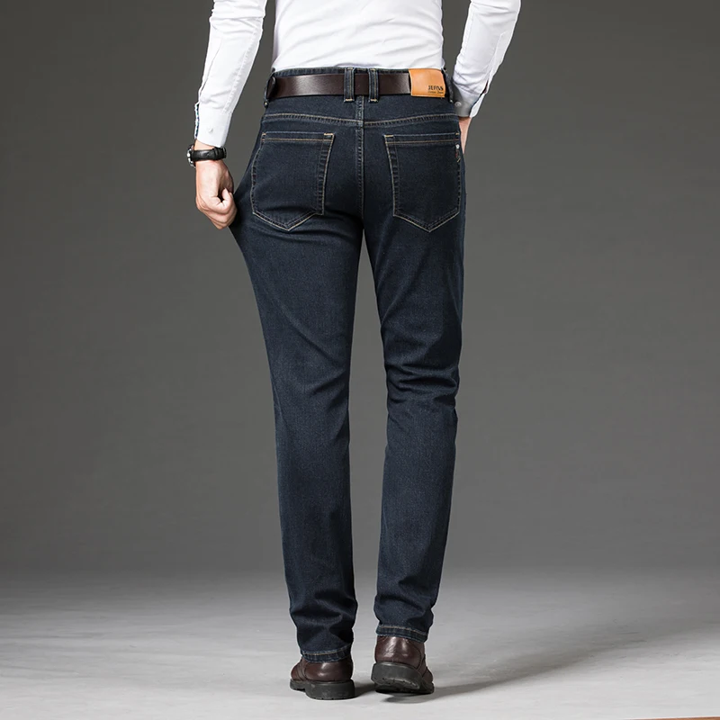 Calça jeans elástica masculina outono, stretch fino casual estilo clássico social