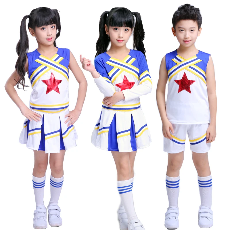 Lolanta New Girls Cheerleader Uniform Outfit Costume School Activities Performance Outfits 4-16 Years Blue Red