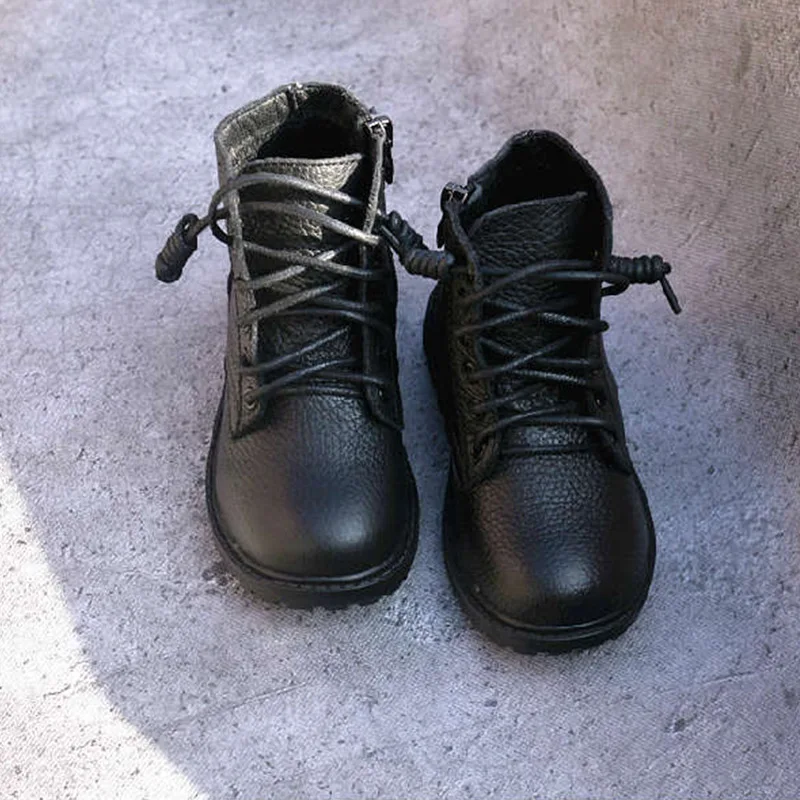 Botas de piel auténtica para niños y niñas, zapatos de nieve cálidos para niños pequeños, zapatillas de cuero de Felpa de calidad para invierno