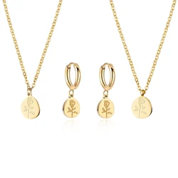 Wild&Free Trend Stainless Steel Jewelry Set Gold Plated Necklace Europe And American Ins Style Jewelry Corrosion Rose Necklaces