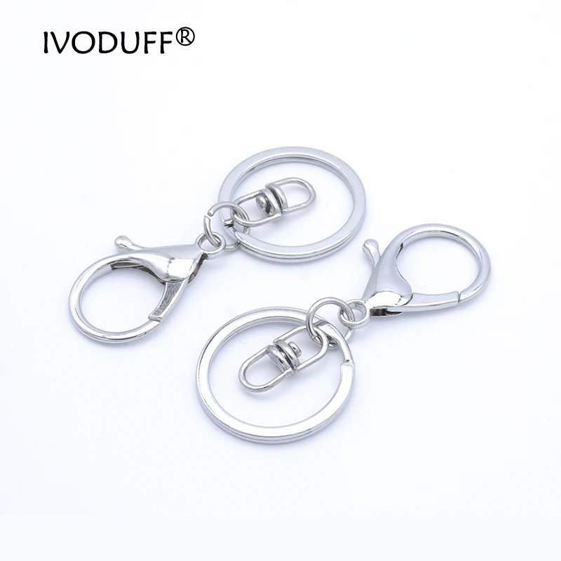 5x  30mm Flat Key Ring With Lobster Popular Classic Plated Lobster Clasp Key Holder Chain Jewelry Making For Keychain