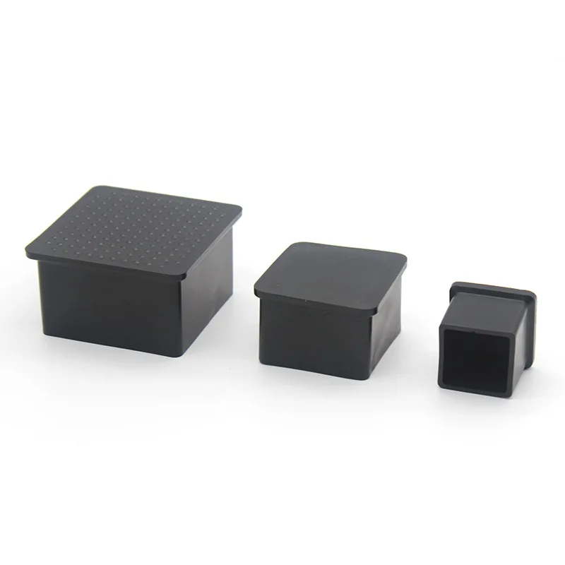 Couvercle d'extrémité en caoutchouc carré noir pour meubles, pieds de table et chaise, 20x20mm, 25x25mm, 38x38mm, 40x40mm, 30x30mm, 50x50mm, 20x40mm, 20x30mm, 30x40mm, 15x30mm capuchons