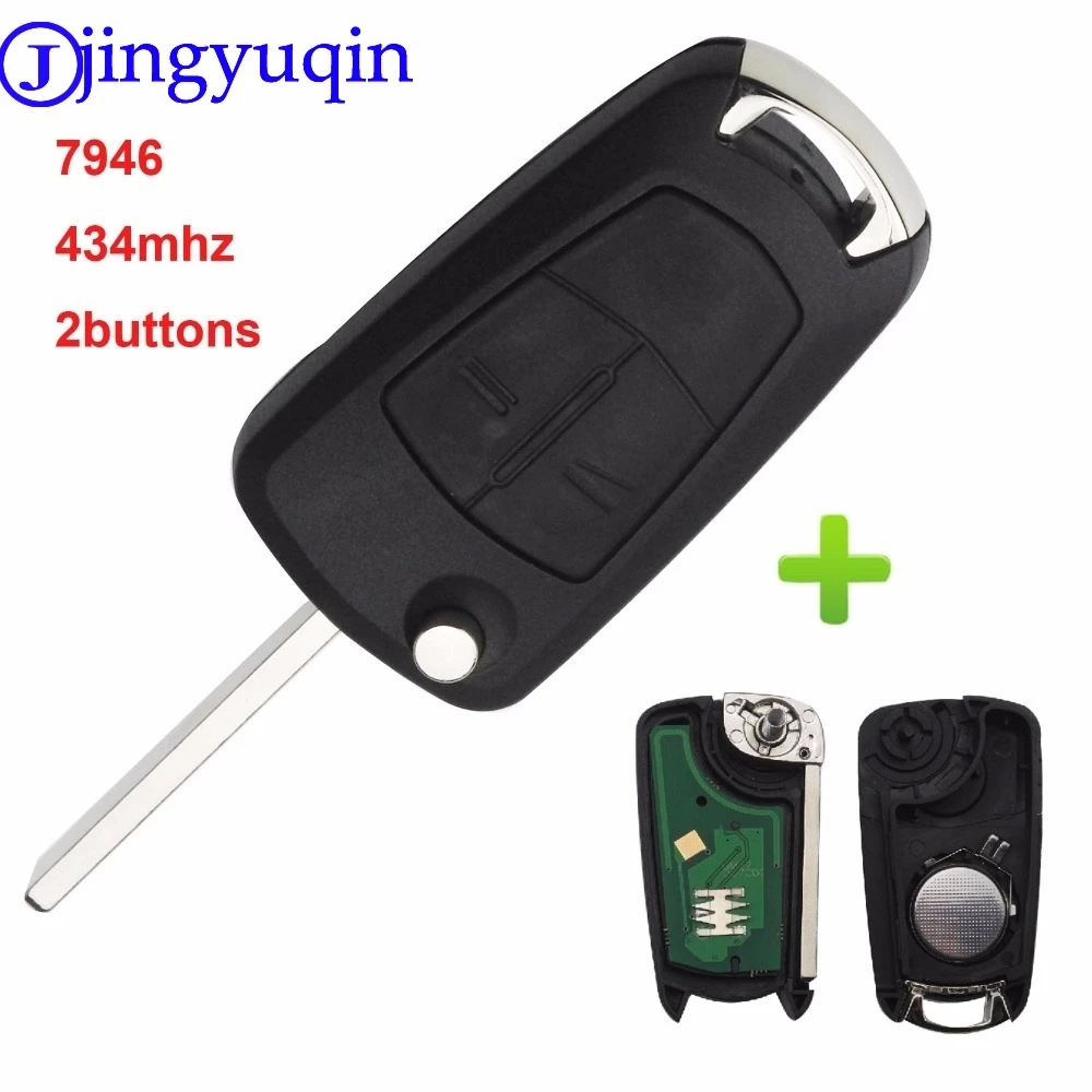 jingyuqin Car Flip Remote Key 2/3 Buttons ASK 434Mhz PCF7946 Dla Vauxhall Opel Astra H 2004 2005 2006 2007 2008 2009 Zafira B