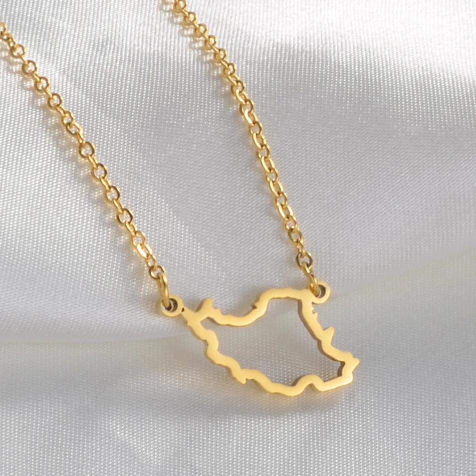 Aniyo صغيرة الحجم حلية لإيران قلادة على شكل خريطة قلادة المرأة مجوهرات للبنات ، فضي اللون/الذهب اللون القلائد الإيرانية #246221
