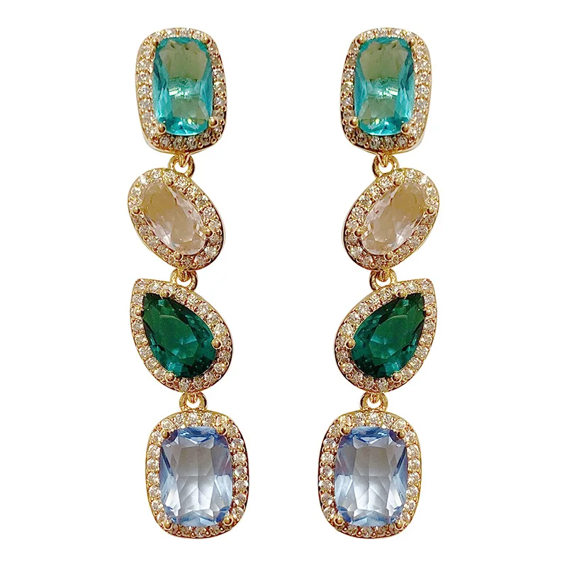 multicolor cubic zirconia fancy women earring for bridal wedding gift