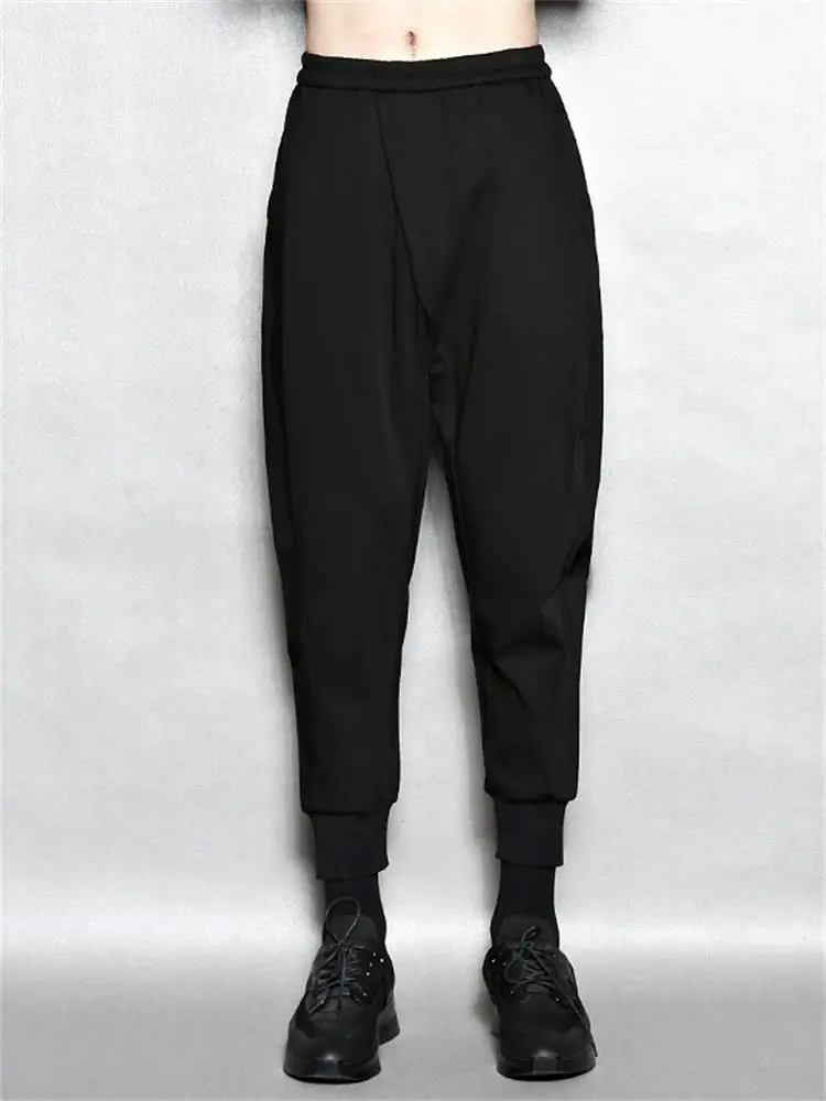 Men's black samurai feet pants male personality diagonal placket casual pants micro-tapered harem pants