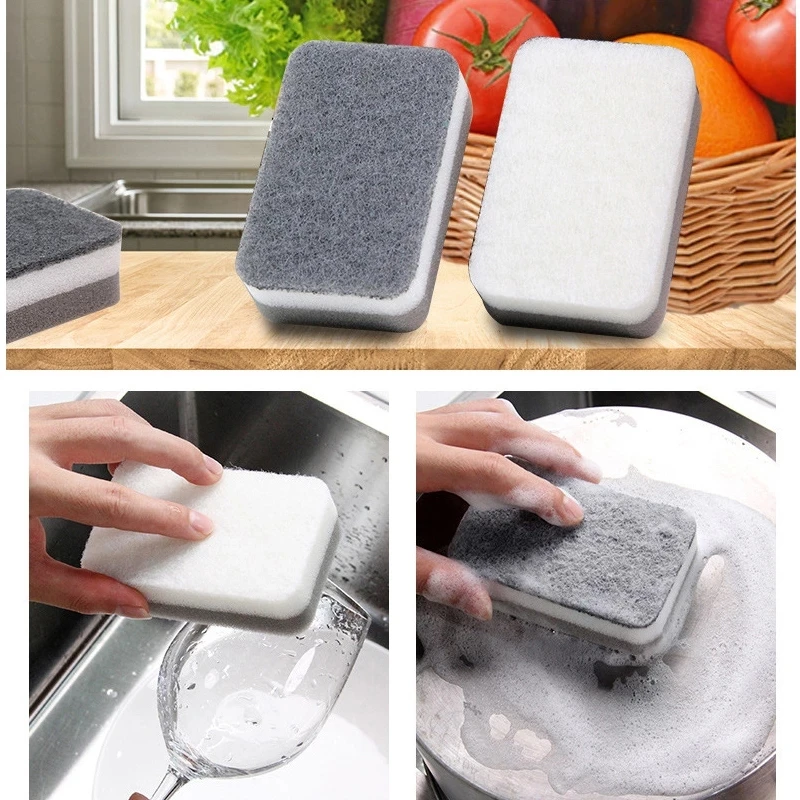 5/1pcs xiaomi double-side sponge Thickened dishwashing wipe scouring pad cleaning brush nano cotton pot brush kitchen sponge