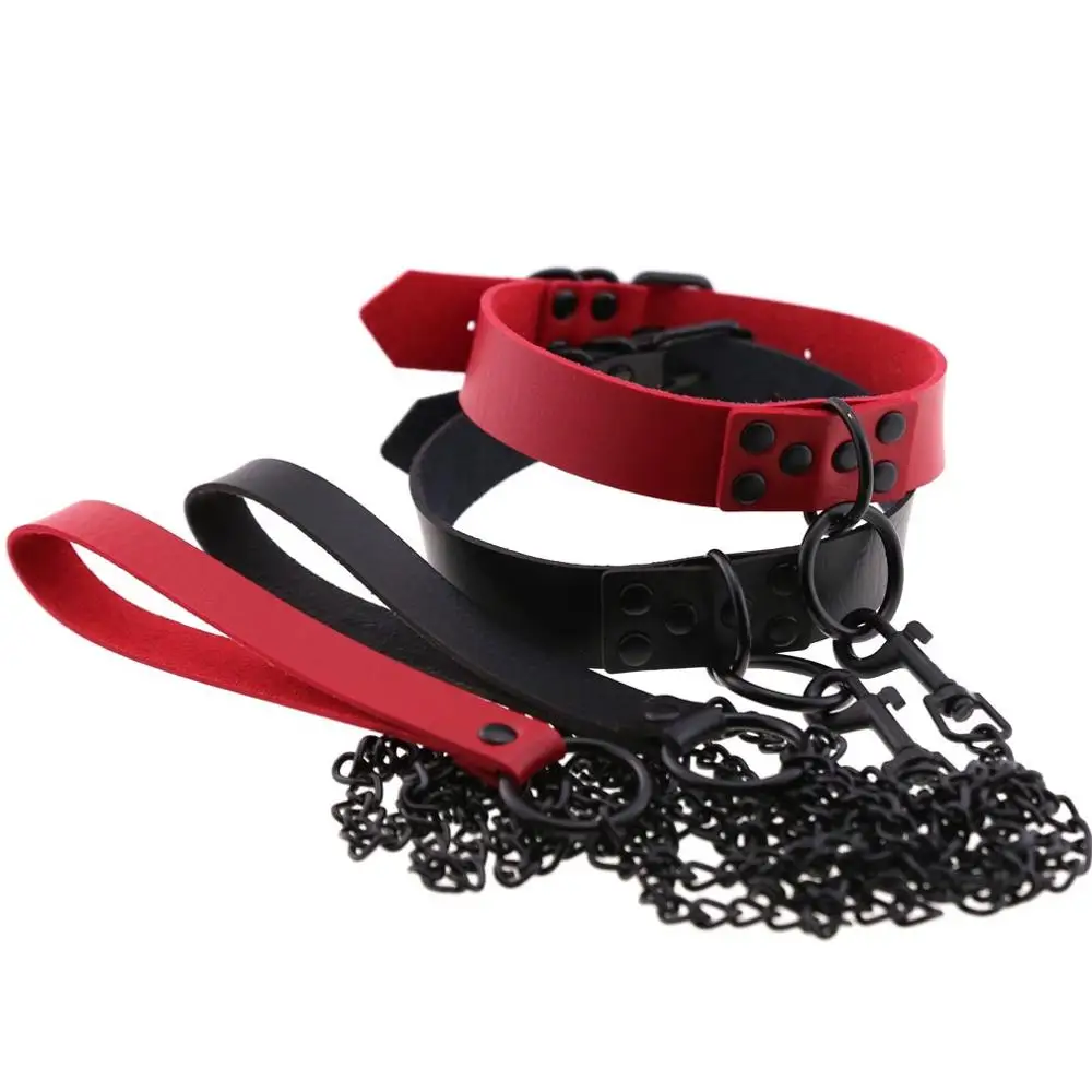 Adjustable Bandage Collar and Leash Sex Toys Slave Necklace Pu Leather BDSM Choker for Women Sexo Restraints Collar Sexual Gay