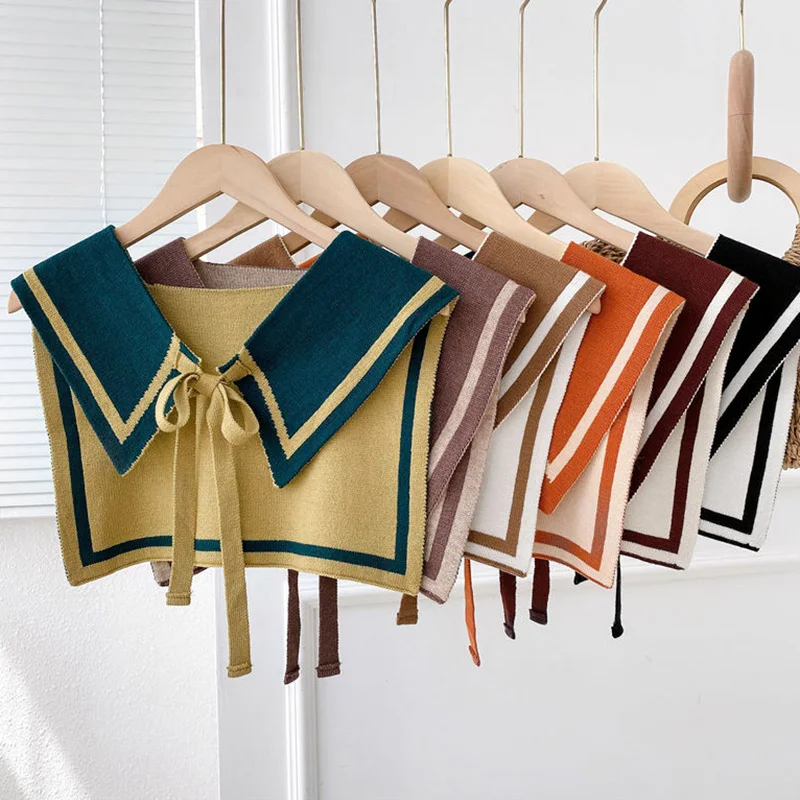 Korean College Color Matching Neck Guard Warm Knit Shawl Summer Air Conditioned Room Protect Cervical Spine Women Scarf P89