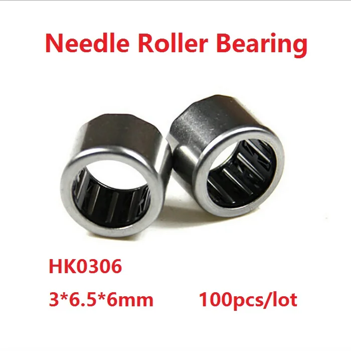 

100pcs/lot HK0306 HK3*6.5*6 Drawn Cup Type Needle Roller Bearing 3*6.5*6 mm Miniature good quality