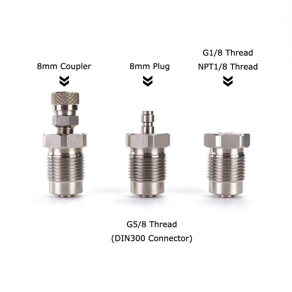 New DIN232 &300Bar 5/8BSP to 1/8BSP / 8mm Male Quick Disconnect Fitting Adapter for PCP Air Rifle Charger Filling Charging