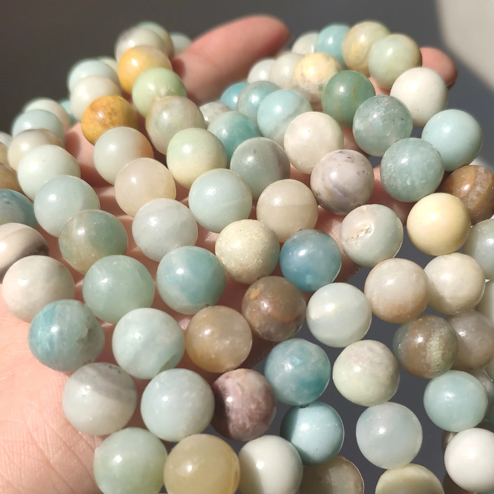 Wholesale Natural Stone Beads Colorful Amazonite Round Loose Beads For Jewelry Making DIY Bracelet 15\'\' Pick Size  4 6 8 10 12mm