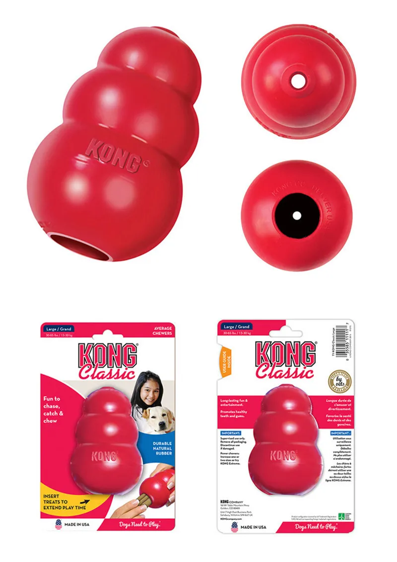 KONG Klassisches Kauspielzeug für Hunde aus natürlichem Zahngummi mit Ihrer Wahl des Leckerli-Spielzeugs XS-XXL – Detail 6