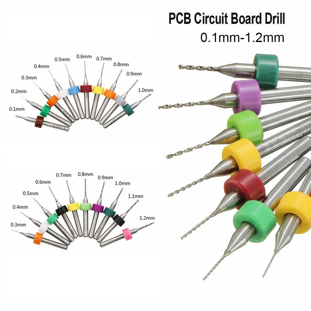 10PCS Fixed Handle Drill Bits 0.1-1.2mm Drill Set PCB Circuit Small Board Print Tungsten Carbide Reduce Cutting