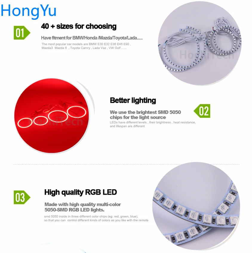 Latest Headlight Multi-color RGB LED Angel Eyes  Ring Eye DRL RF Remote Control for Mazda 3 2002 2003 2004 2005 2006 2007