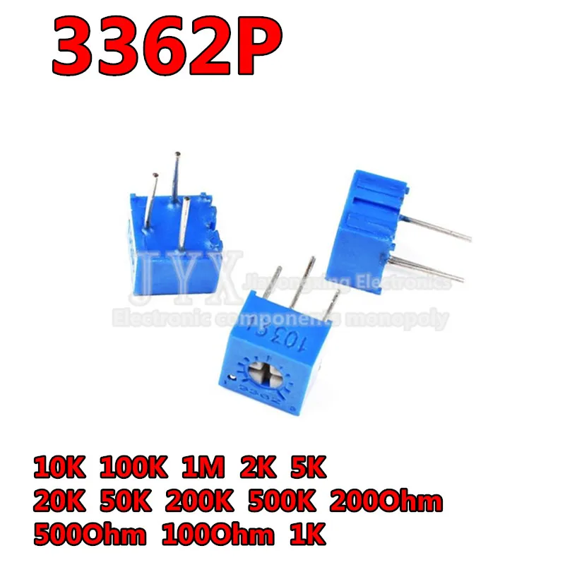 10pcs 3362P 101 201 501 102 202 502 103 203 503 104 204 504 105 Trimpo Trimmer Potentiometer 3362 500R 1K 2K 5K 10K 20K 50K 100K