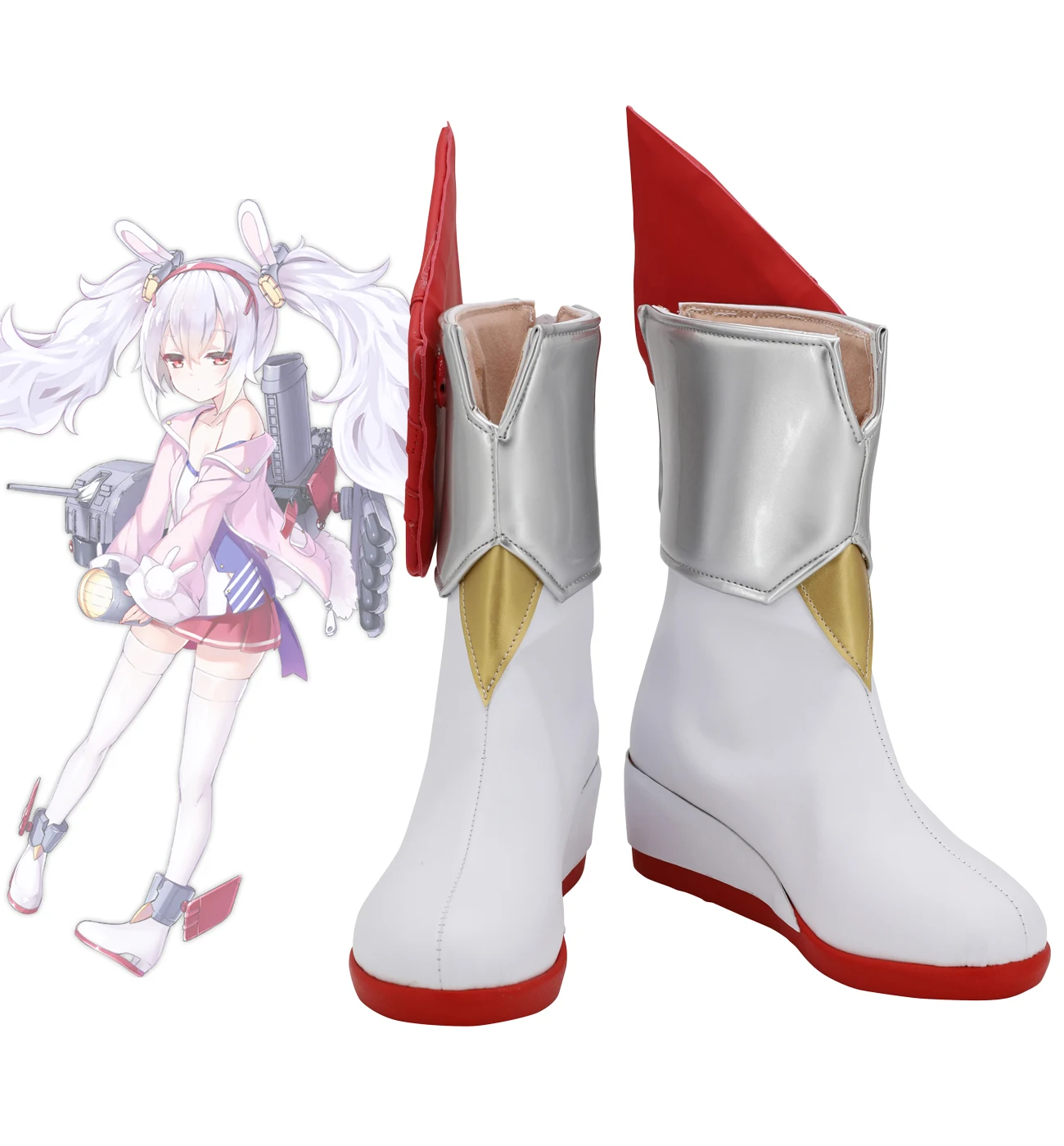 

USS Laffey Shoes Cosplay Game Azur Lane Laffey Cosplay Boots White Shoes Custom Made Any Size