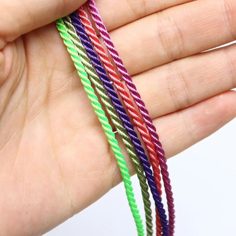 10 Meters 1mm 3 Shares Twisted Cotton Nylon Cords Colorful DIY Craft Braided Decoration Rope Drawstring Belt Accessories JK2020