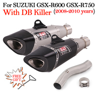 Slip On For SUZUKI GSX-R600 GSX-R750 GSXR 600 750 2008 - 2010 Motorcycle Exhaust Modified Muffler Carbon Escape Middle Link Pipe