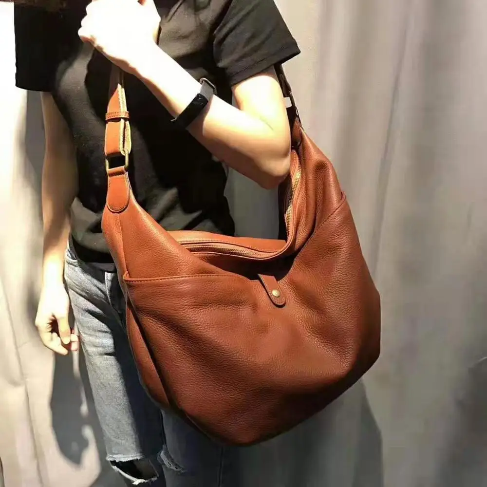 Woman Soft Cowhide Shoulder Bags Fashion Large Genuine Leather Tote Ladies Korean Design Casual Messenger Bag Feminina Handbags