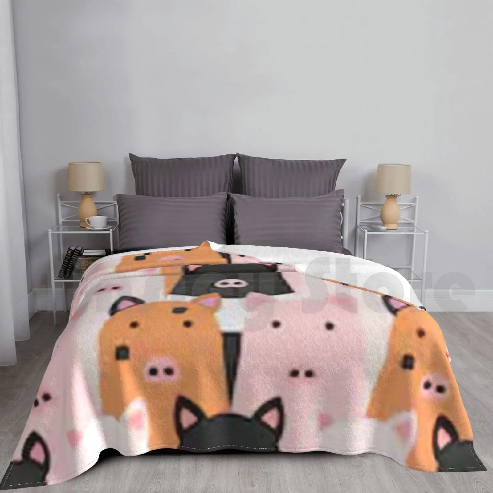 Cute Pig Pattern Pigs Piggy Piiggies Blanket Fashion Custom Cute Pig Pattern Pigs Piggy Piiggies Animal