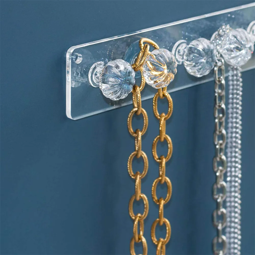 12/48/126 Hooks Transparent Acrylic Jewerly Storage Rack for Earring Necklace Hanger Holder Wall Mounted Display Stand Organizer