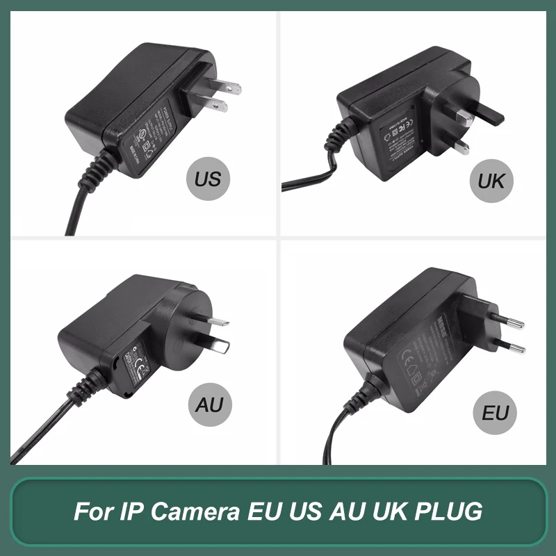 Adaptateur d'alimentation CCTV pour caméra IP, pipeline 12V, prise EU, US, AU, UK, haute qualité