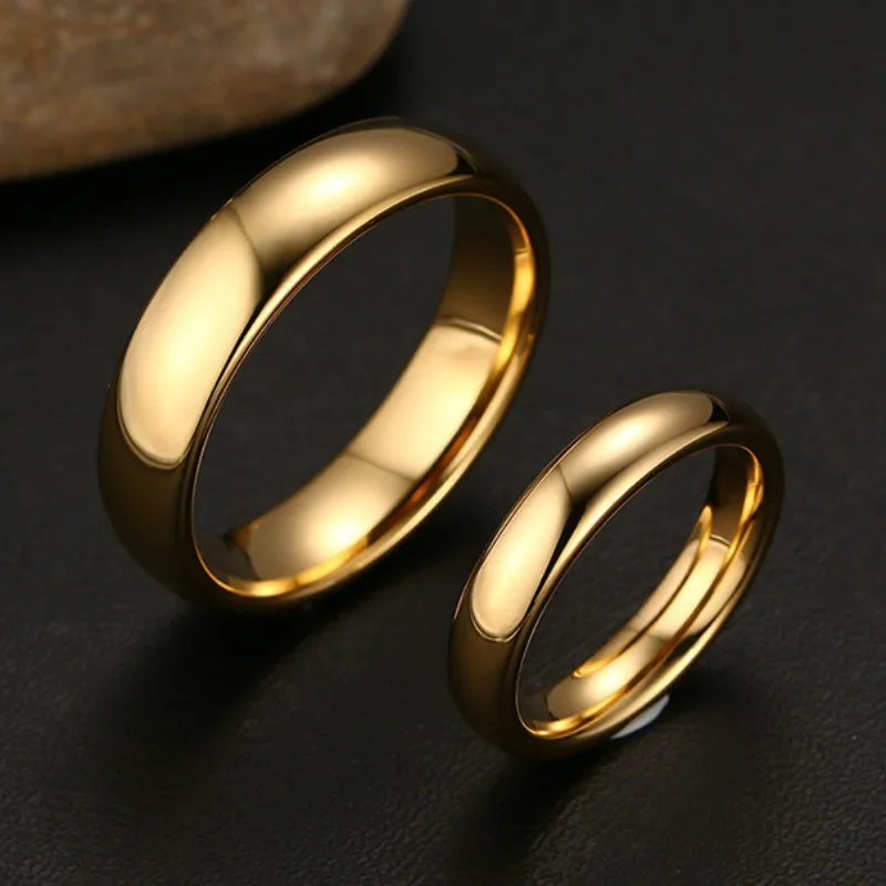 Couple Tungsten Carbide Rings for Men Women Trendy High Polished Finger Ring Cocktail Gold-color Male 8mm Minimalist Jewelry