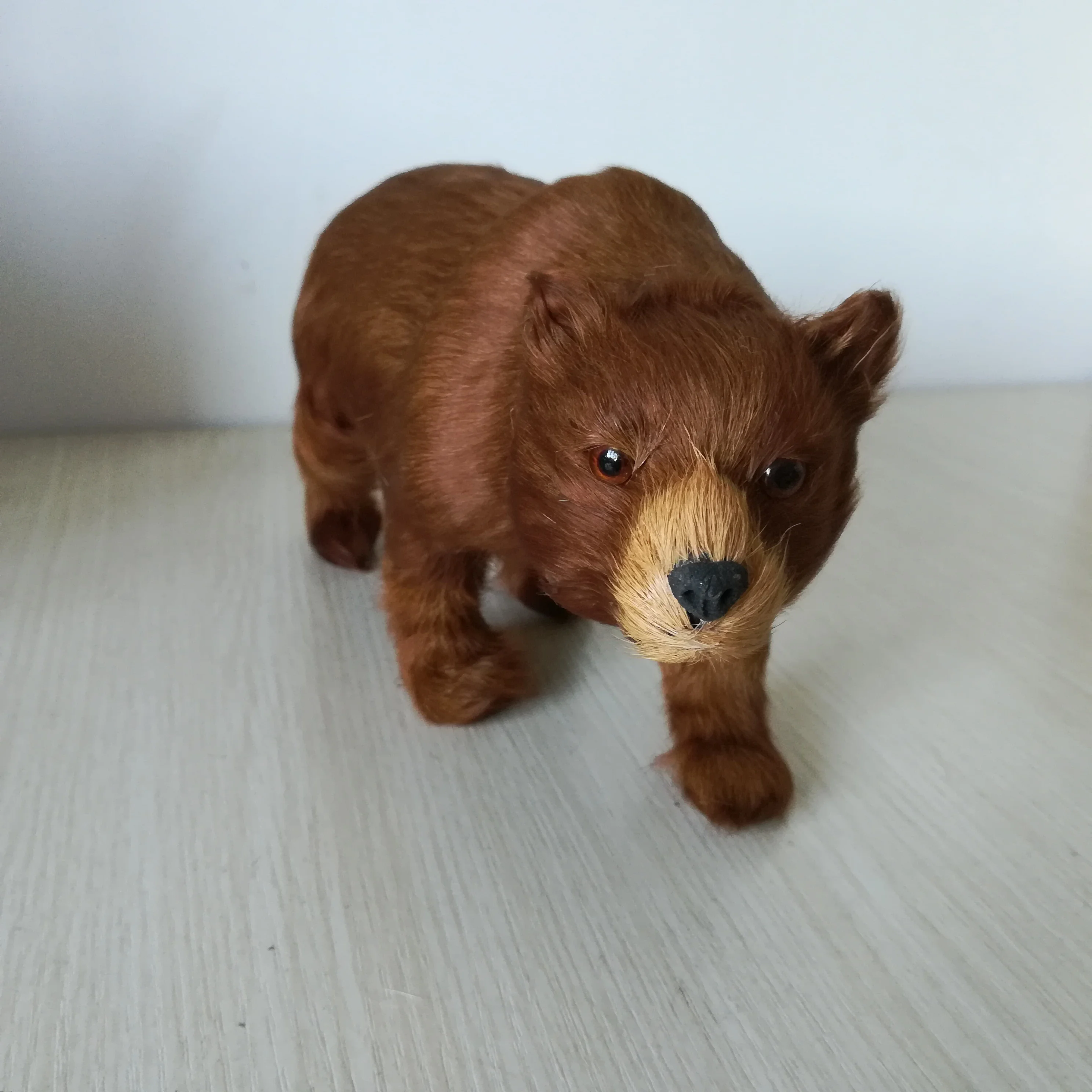 about 24x9x11cm simulation bear hard model toy plastic &furs brown bear handicraft home decoration birthday gift s0889