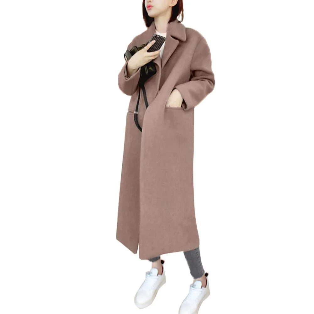 Manteau en laine épais et chaud pour femmes, couleur unie, à la mode, lavage à la main, avec poches, Long et chaud, collection automne et hiver 2021