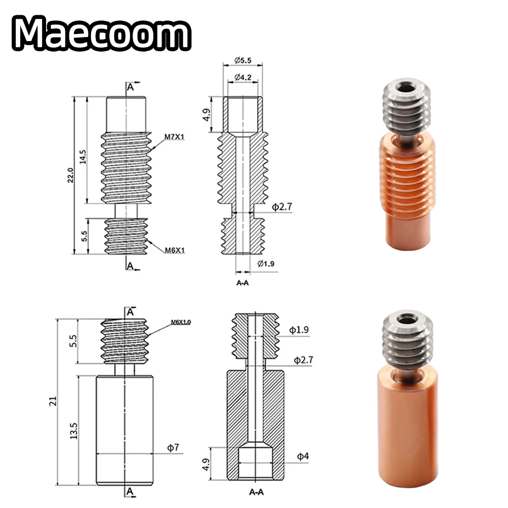 2 stücke E3D V6 Keel Ganzmetall Kupfer kehl Hotend Heizung Block Für Prusa i3 MK3 Für 1,75 MM Filament 3D Drucker Teil