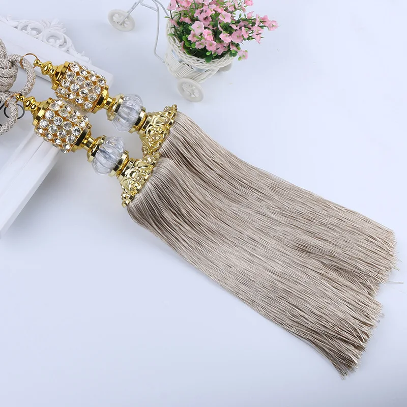 2Pcs/Pair Crystal Beads Balls Curtain Hanging Belt Curtains Tassels Curtain Tiebacks Bandages Brushes Curtain Accessories