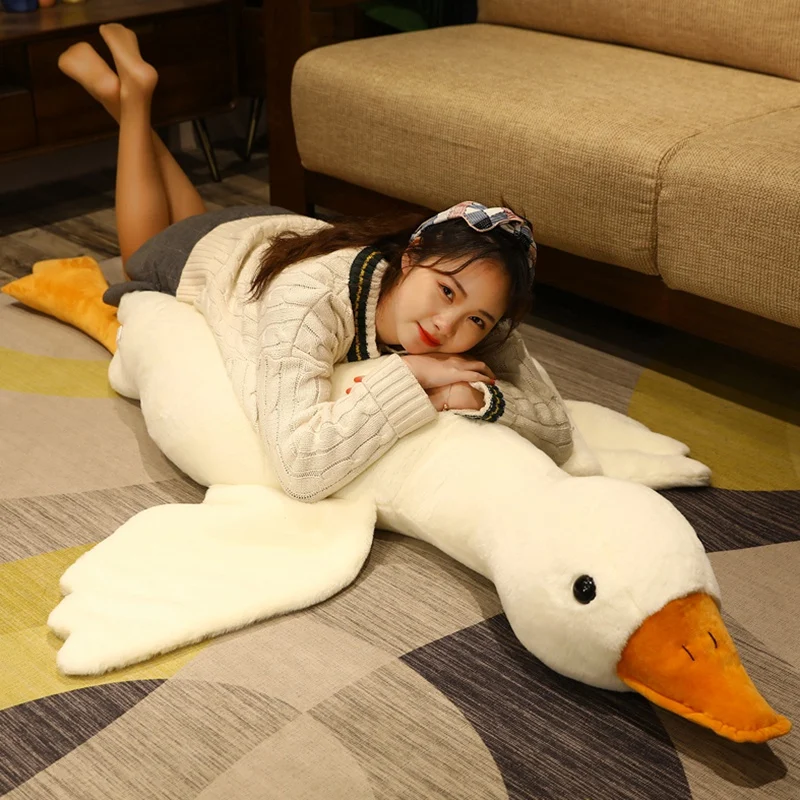 50-190CM Fluffy Duck Plush Toys Sleep Pillow Cute Animal Stuffed Swan Goose Dolls Floor Mat Kids Girls Birthday Xmas Gift