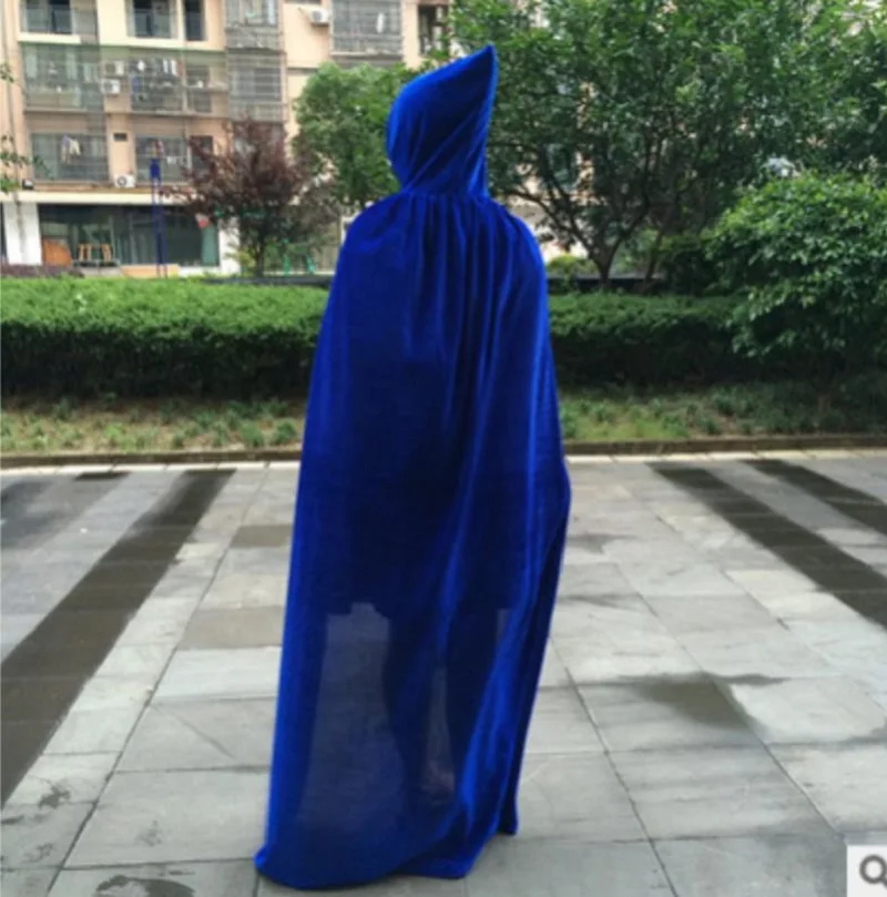 Yetişkin parti kadife pelerin Cape kapşonlu ortaçağ kostüm cadı vampir Cosplay kostümleri kadın erkek cadılar bayramı kıyafetleri siyah 170cm