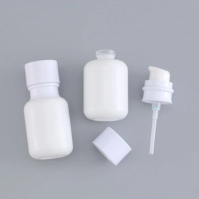 

wholesale 50g 50ml 100ml 150ml frosted white matte cosmetic glass bottle sets glass jars for skincare face cream lotion bottles