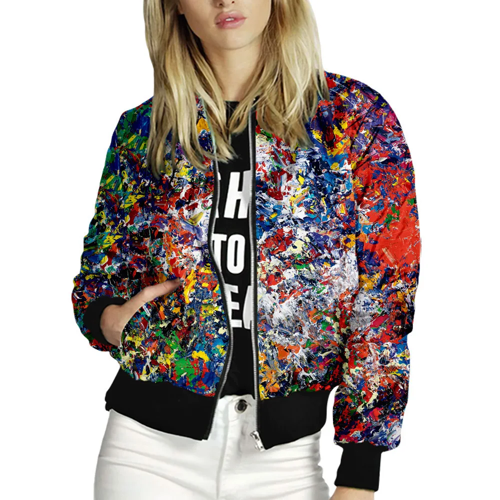 

4XL O-neck Jackets Women Print Summer Jacket Coat Basic Slim 2021 Casual Jackets Bomber Thin Female Jackets Clothing