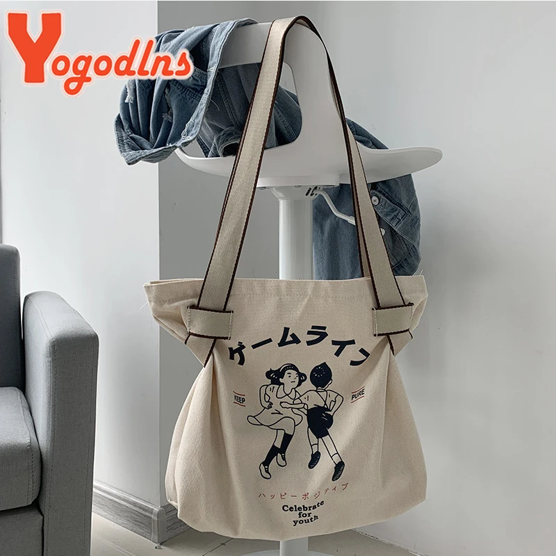 Borsa Tote in tela di grande capacità per le donne che stampano la borsa a tracolla giapponese da viaggio per la scuola dell\'adolescente