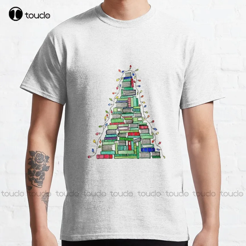 Christmas Book Tree : 2021 Classic T-Shirt Hawaiian Shirts For Women Custom Aldult Teen Unisex Digital Printing Tee Shirt Xs-5Xl