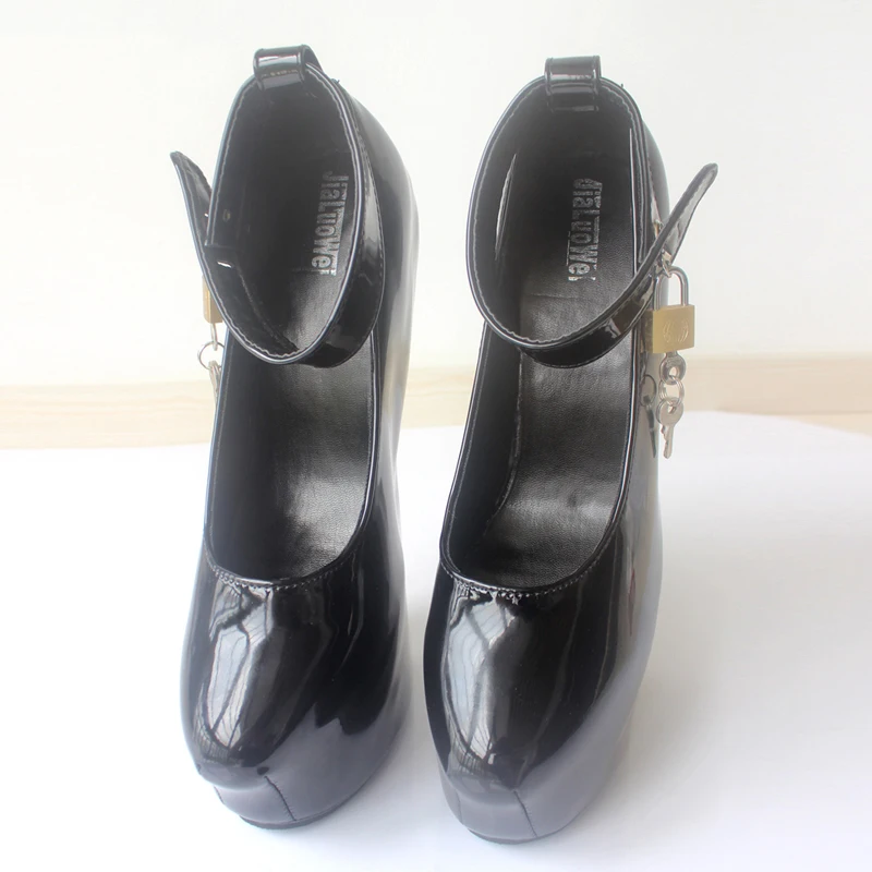 Special Fashion 20CM Hoof Heels Hide Platform Ankle Lockable Straps Sexy Shoes Size 36-46