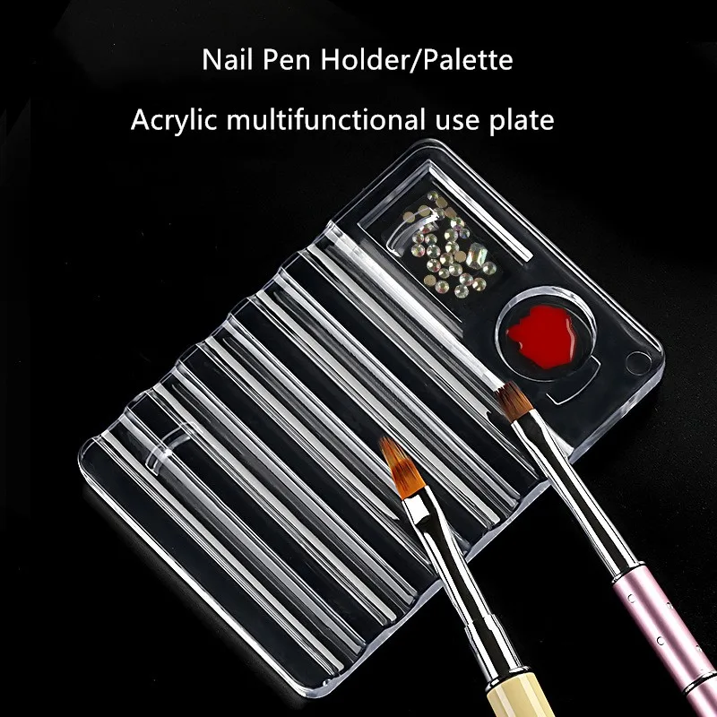 

1Pc Nail Pen Holder Palette Rack Acrylic Transparent Pen Holder Display DIY Manicure Tool Display Shelf Nail Shelf Color Palette