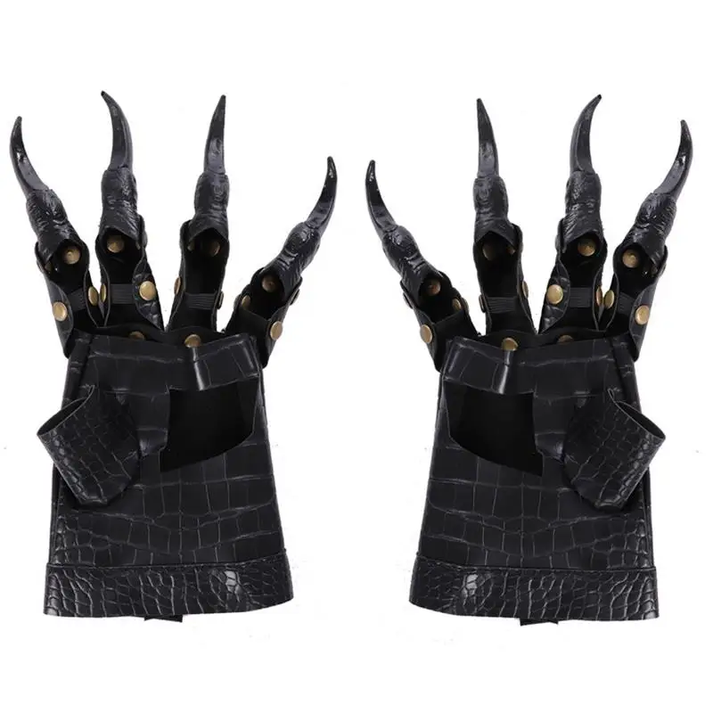 Roleparty Halloween Props PU Leather Monster scary Costume Dragon Devil Hands Gloves Cosplay claws Gloves