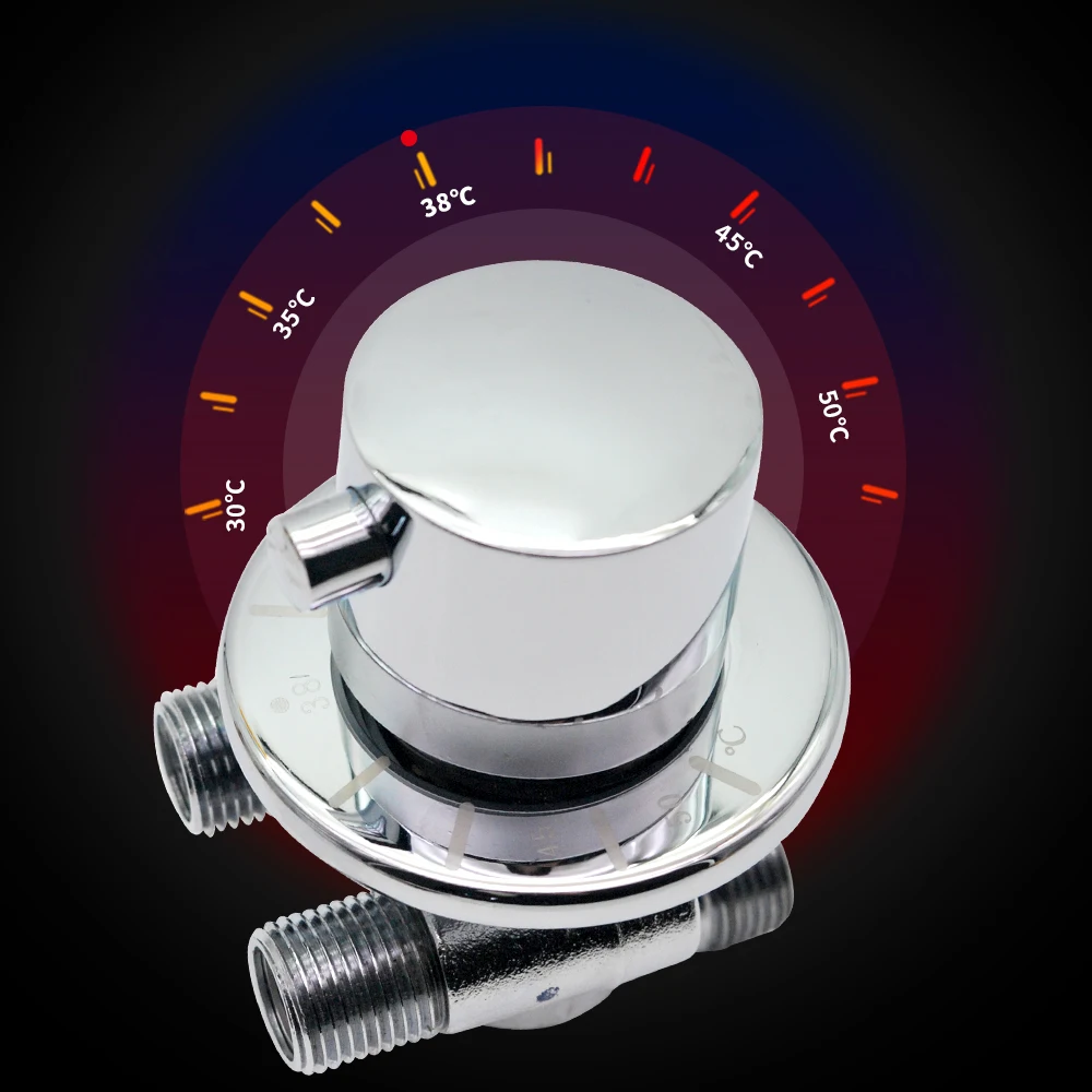 مطلي بالكروم الصلبة النحاس G 1/2 "ترموستات خلاط صمام للحمام دش صنبور ثرموستاتي التحكم في درجة الحرارة صمام استبدال #2